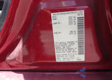 2016 Nissan Altima 2.5 Sr z USA, uszkodzony, nr VIN 1N4AL3AP6GN377217